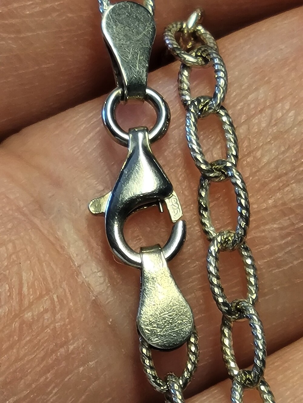 Sterling silver vintage rope link chain bracelet 925